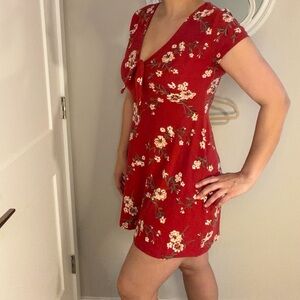 Justify Red Floral Tie-Front Mini Dress